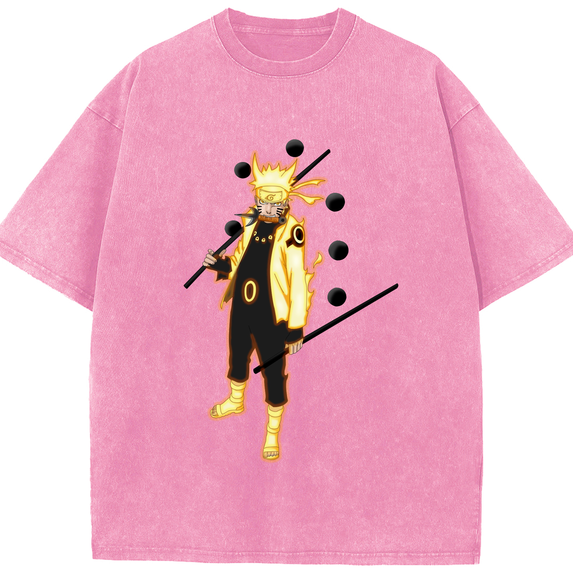 （画像用） NARUTO -ナルト- うずまき ナルト Uzumaki Naruto 綿100% ヴィンテージ風 半袖Tシャツ（フロントプリント）